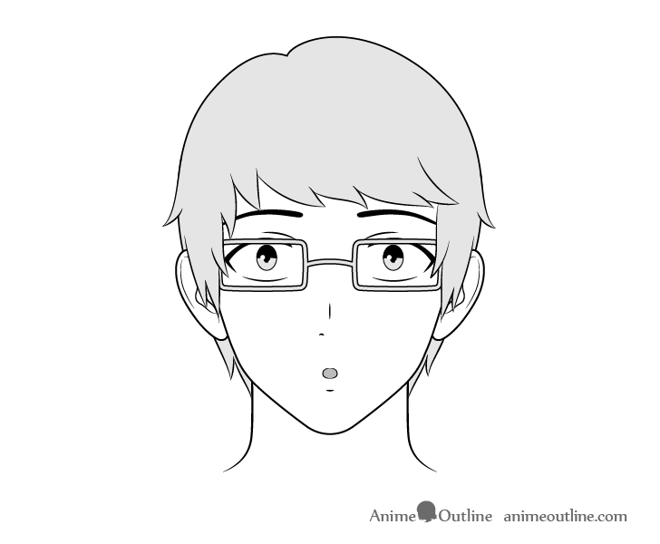 Anime intellectual guy surprised face drawing