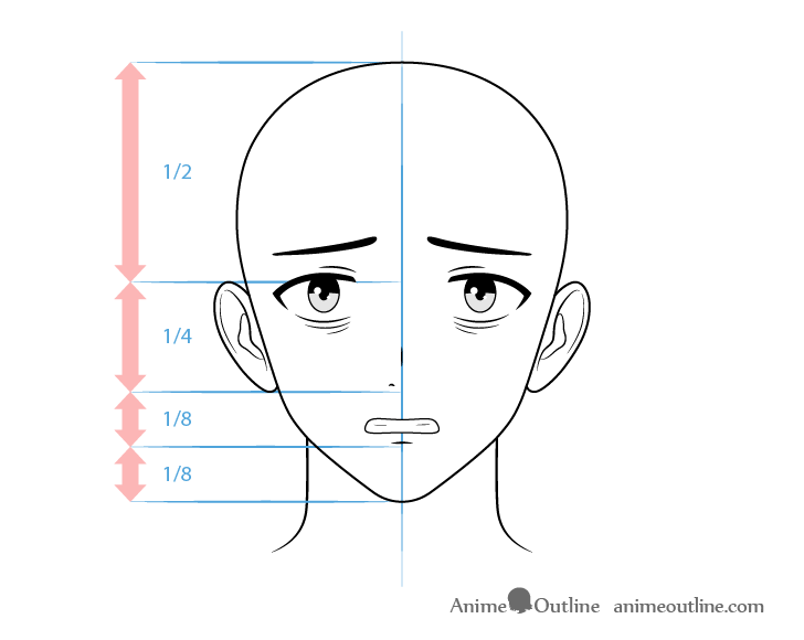 Anime loner male character scared face drawing
