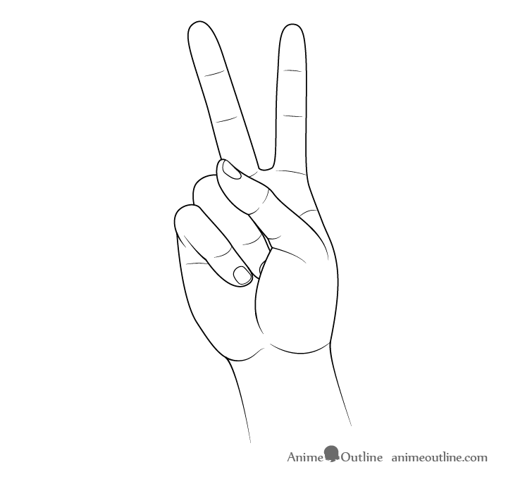 peace sign fingers sketch