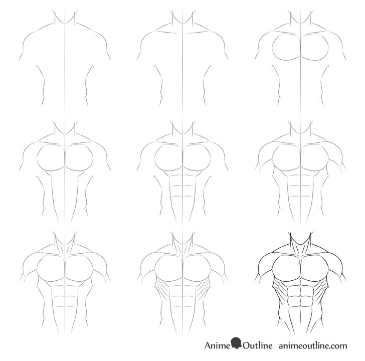 How to Draw Anime Muscular Male Body Step by Step AnimeOutline