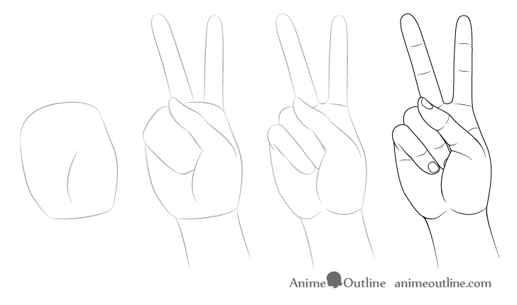 This tutorial shows how to draw different hand poses. The examples