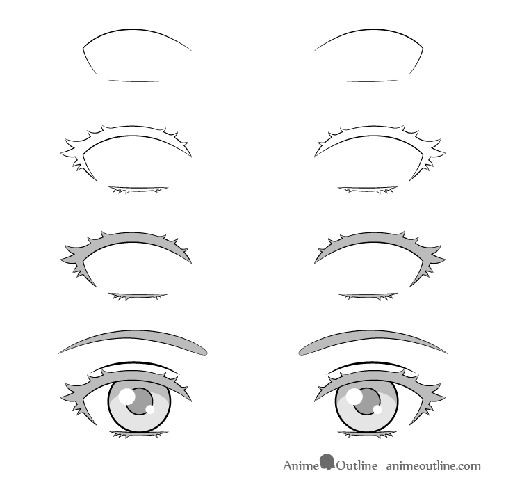 How to Draw ANIME EYES Female and Male in Pencil  Drawing Tutorial step  by step  YouTube