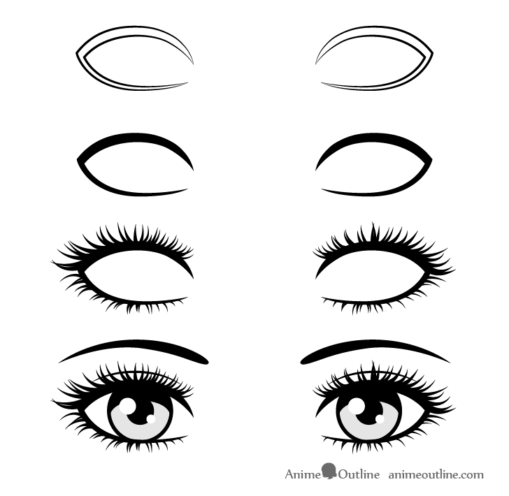 Tutorial of Drawing Human Eye Eye in Anime Style Female Eyelashes Stock  Illustration  Illustration of girl graphic 183789178