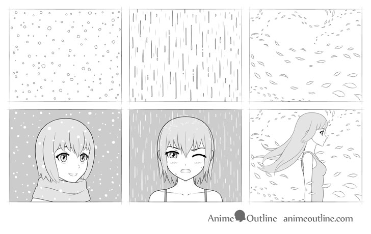 How To Draw Anime Weather Snow Rain Wind Tutorial Animeoutline