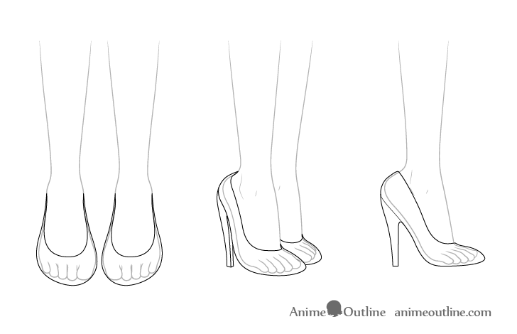 Anime high heel shoes see through drawing