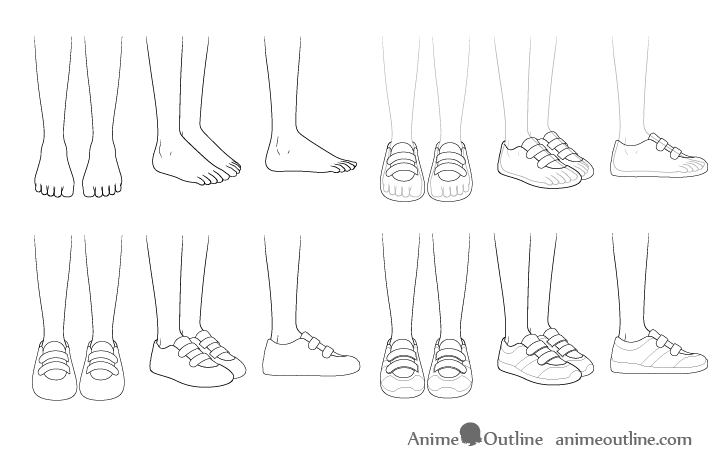 How to Draw Anime Shoes Step by Step  AnimeOutline  Shoe step Drawings Anime  drawings