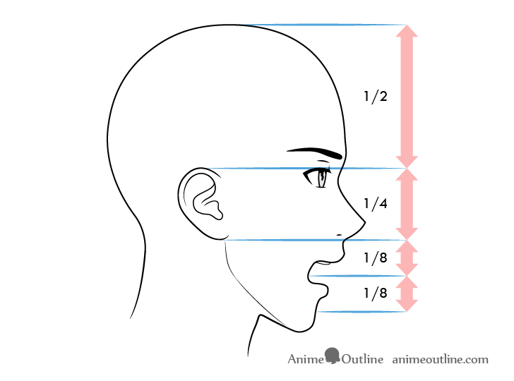 Anime male face proportions side view open mouth