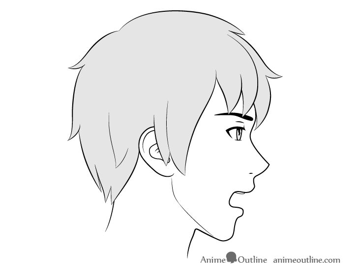 Anime male face side view open mouth drawing