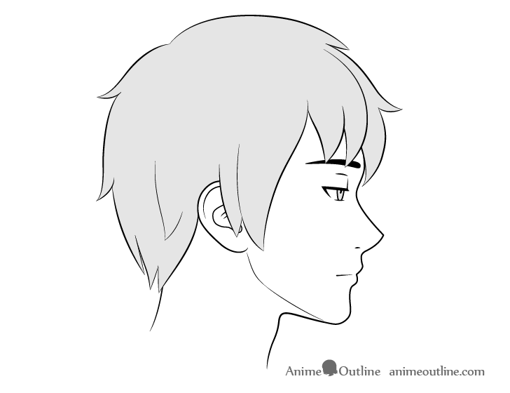 Anime male face side view tired expression drawing
