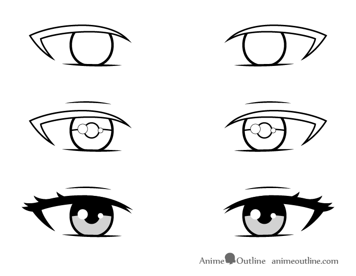 how to draw female anime eyes step by step