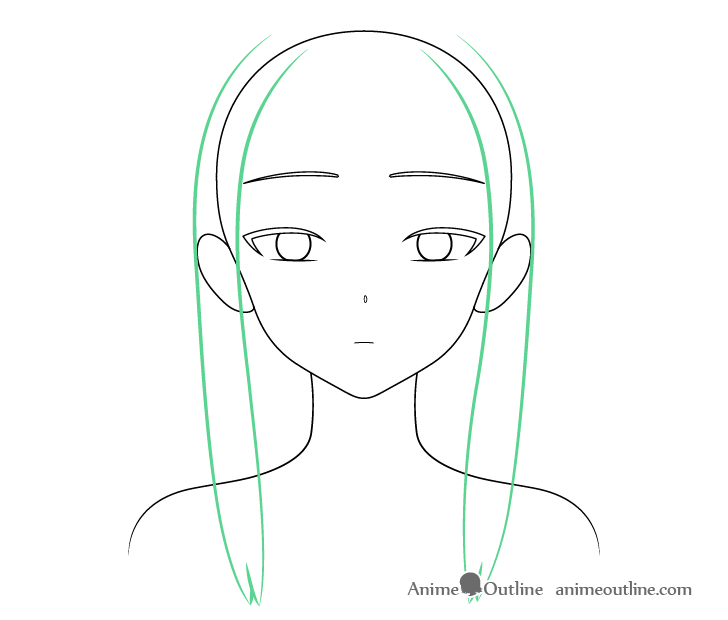 Beautiful anime girl hair sides drawing
