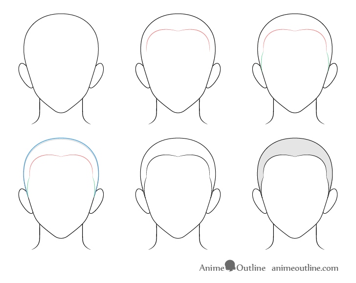 Anime buzz cut male hair drawing step by step