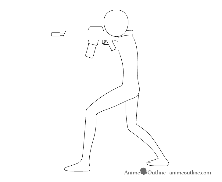 Anime aiming pose gun drawing