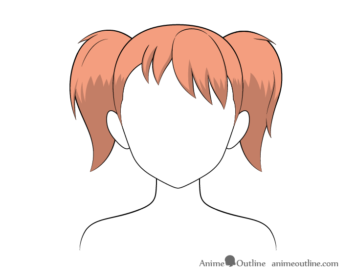 Anime pigtails hair shading