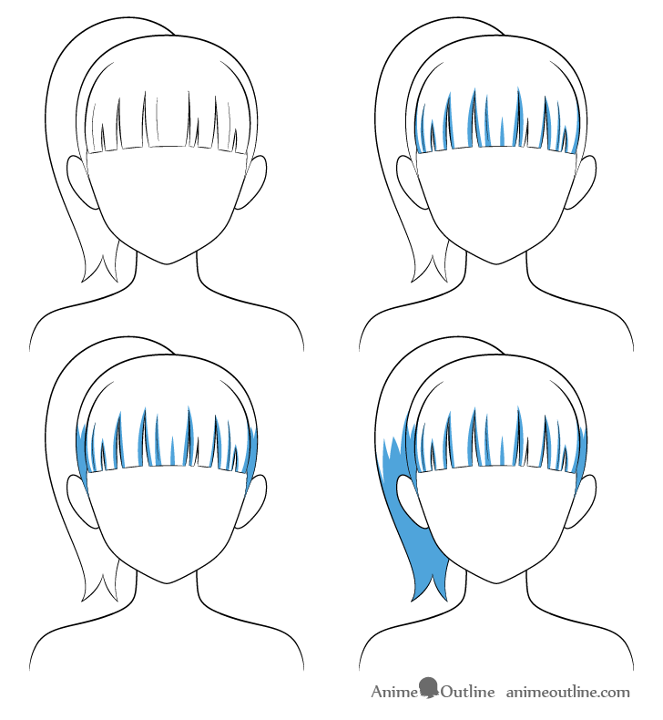How to Shade Anime Hair Step by Step - AnimeOutline  Anime hair, How to  draw anime hair, Step by step hairstyles