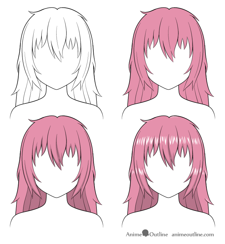 How to Draw Anime Hair  Part 2 Rendering  Color Selection  YouTube