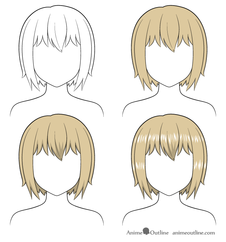 3 Different Ways to Shade Hair!  Anime Hair coloring tutorial +Brushes 