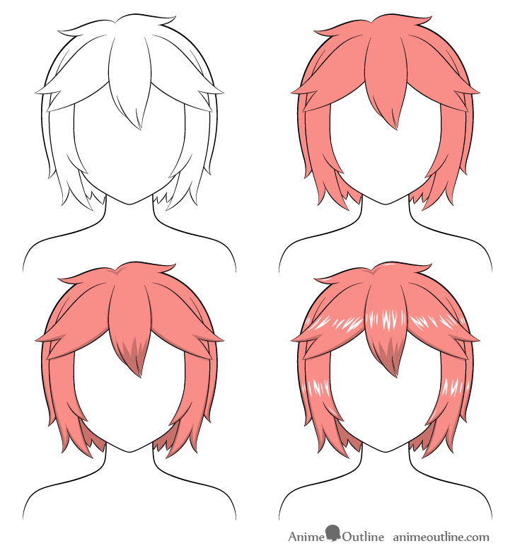 How to Shade Anime Hair Step by Step - AnimeOutline  Anime hair, How to  draw anime hair, Step by step hairstyles