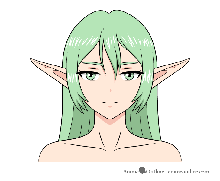 Anime elf girl drawing