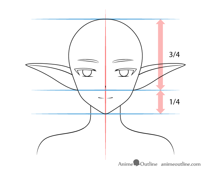 Anime medium raised elf ears drawing