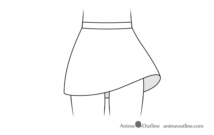 Anime skirt blowing in wind drawing