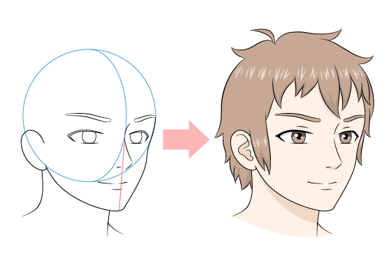 How to Draw Male Anime Face in 34 View Step by Step  AnimeOutline  Anime  face drawing Guy drawing Anime male face