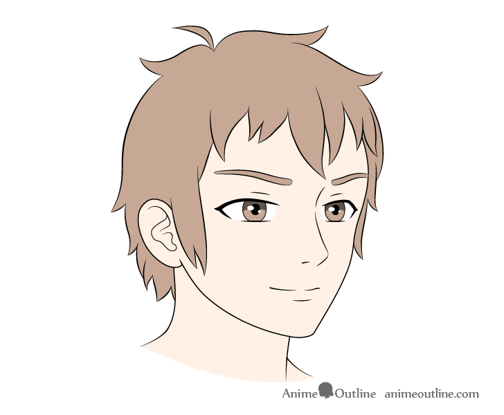 How to Draw Male Anime Face in 34 View Step by Step  AnimeOutline