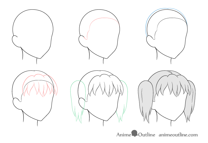 How To Draw Anime Hair In 34 View Step By Step Animeoutline