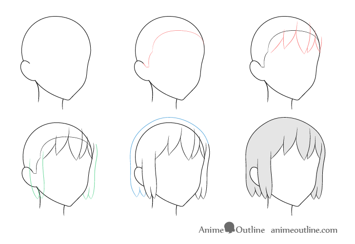 Anime Hair Drawing Lessons, Step by Step Drawing