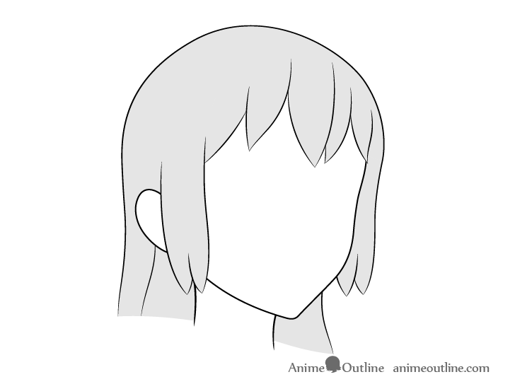 Anime long hair 3/4 view drawing