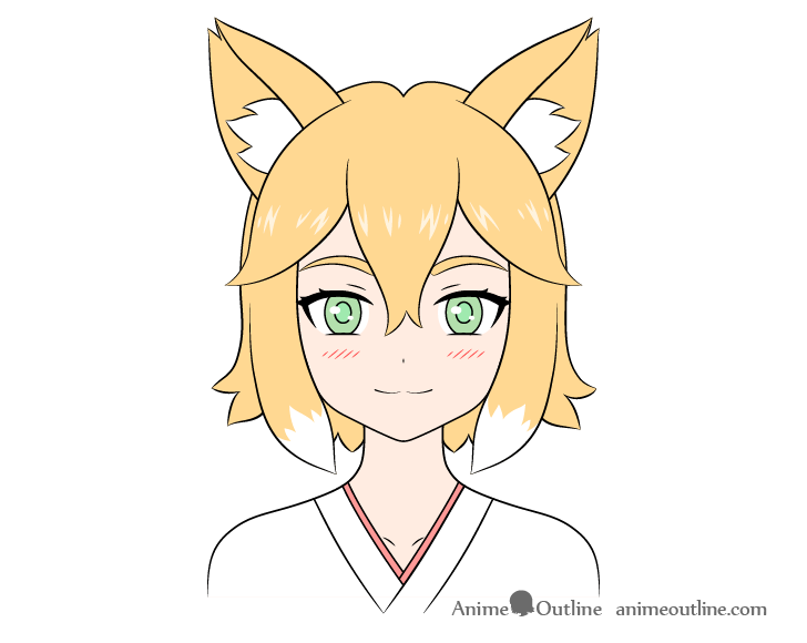 Anime fox girl coloring