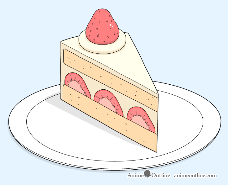 How to Draw a Slice of Cake Step by Step AnimeOutline