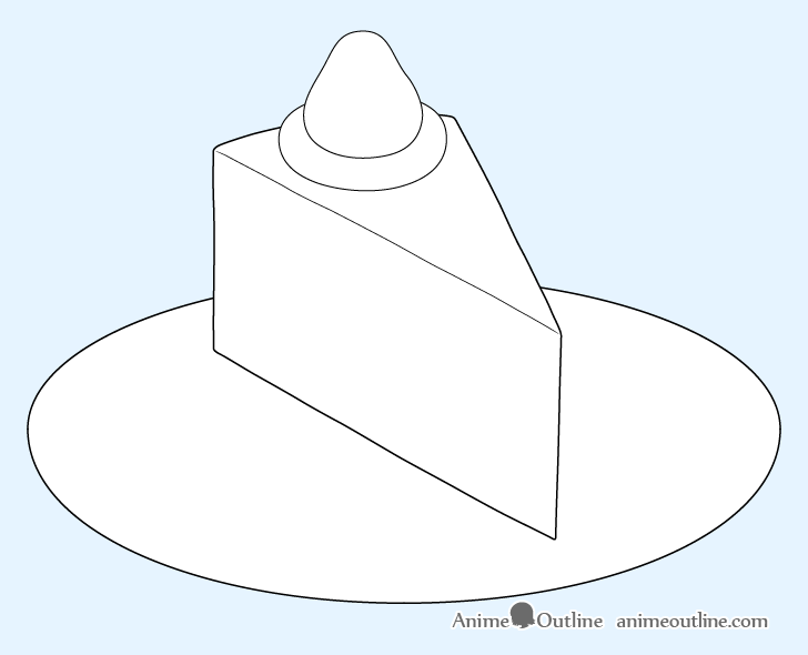 Cake slice plate outline drawing