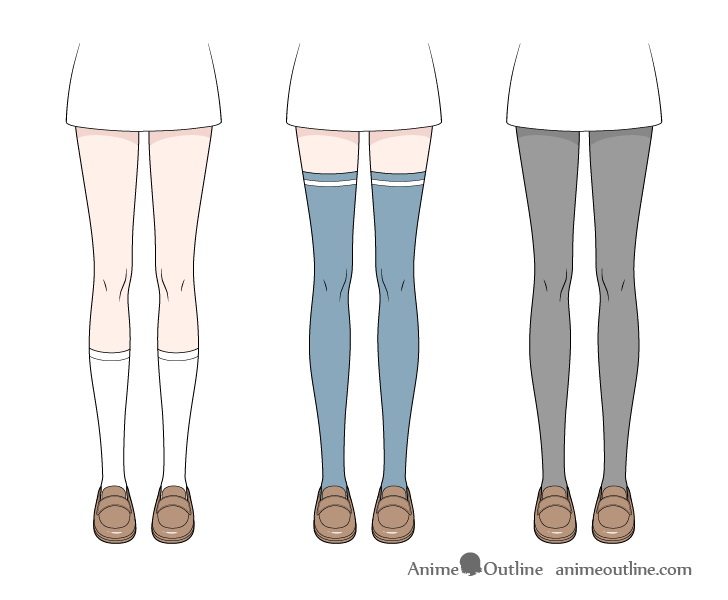 How to Draw Anime Socks, Stockings & Tights - AnimeOutline