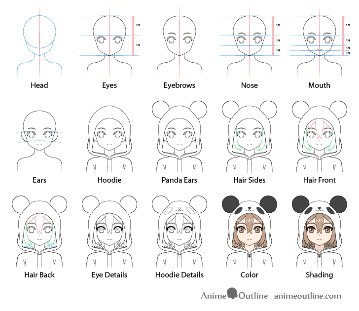 How to draw Anime GIRL - step by step