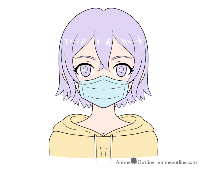 How to draw girl Face with mask (Vey Easy )