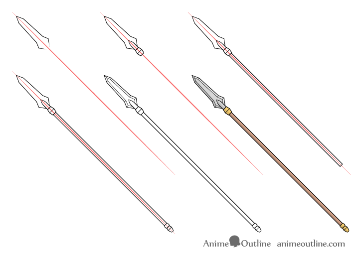 Spear drawing step by step