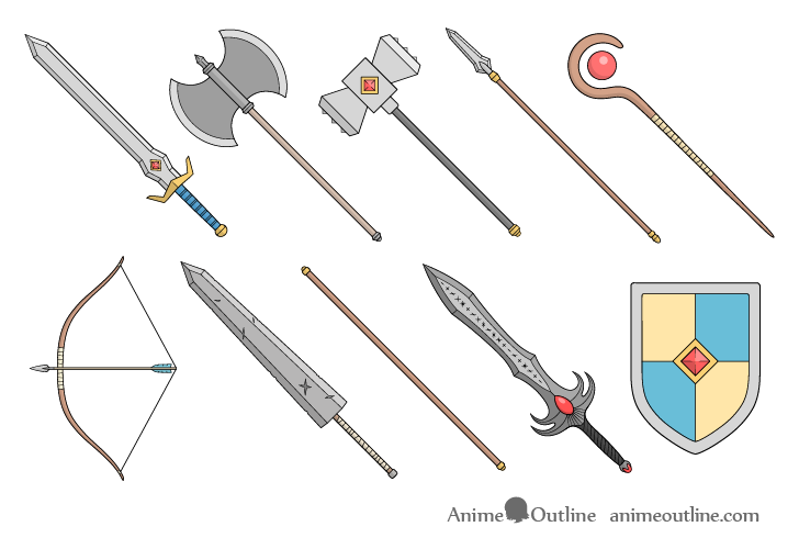 How to Draw Fantasy Weapons 10 Different Types  AnimeOutline