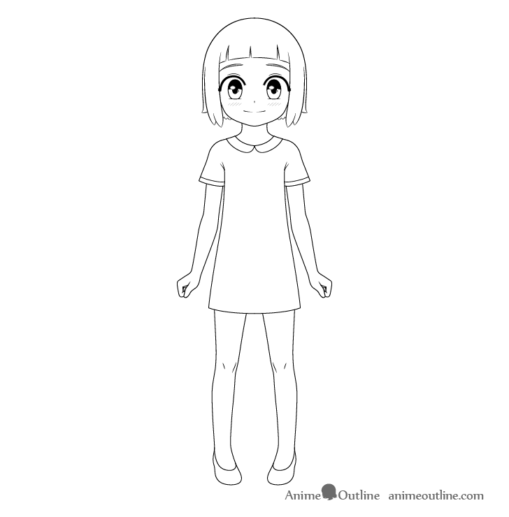 Anime Girl Drawing a Picture, Vector Coloring for Children. Cute Young  Anime Girl in Manga Comic Style.Black and White Stock Vector - Illustration  of nature, character: 273776682