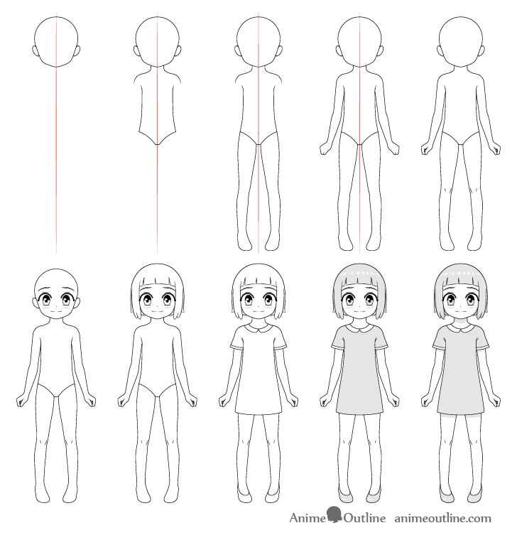 How To Draw An Anime Little Girl Entire Body AnimeOutline