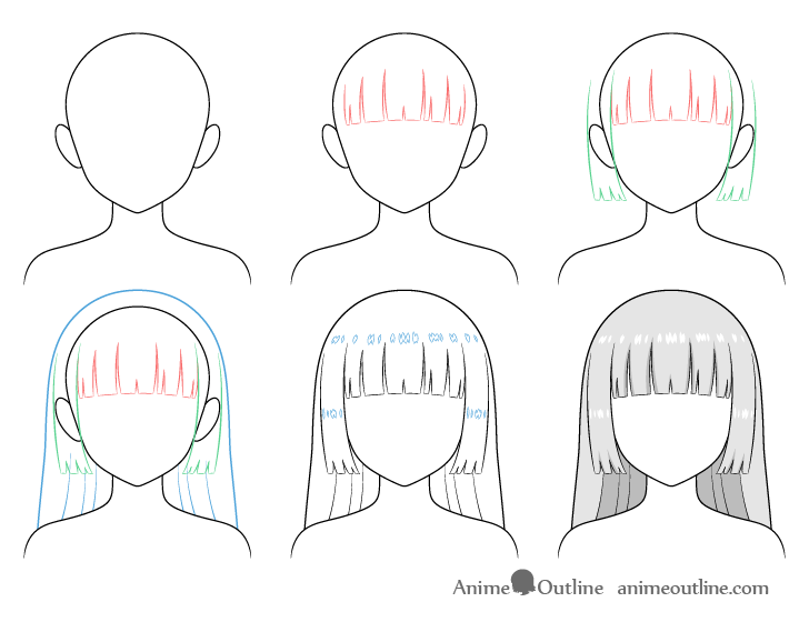 Anime Hairstyles Female Hair Reference  Long hair drawing, Curly hair  drawing, Anime girl hairstyles