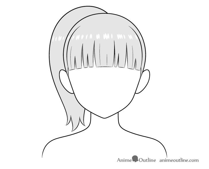 Anime ponytail hair drawing shading