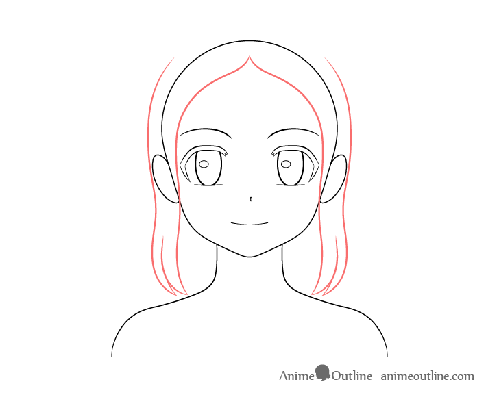 Anime princess hair front drawing