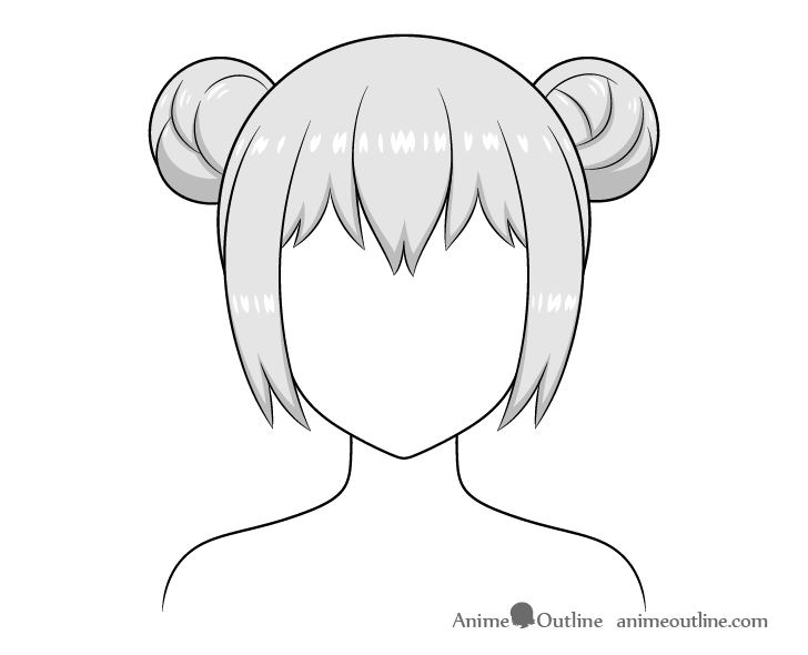 Anime hair buns drawing
