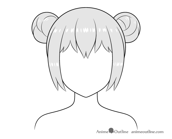 Anime hair buns drawing shading