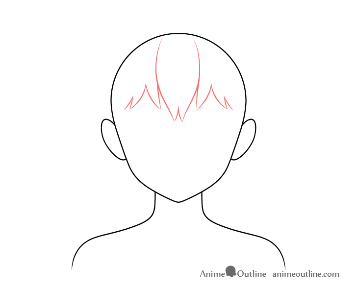 Anime hair buns forehead hair drawing