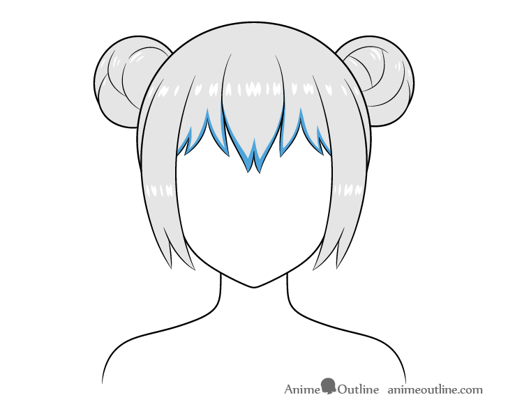 Anime hair buns forehead shadows drawing