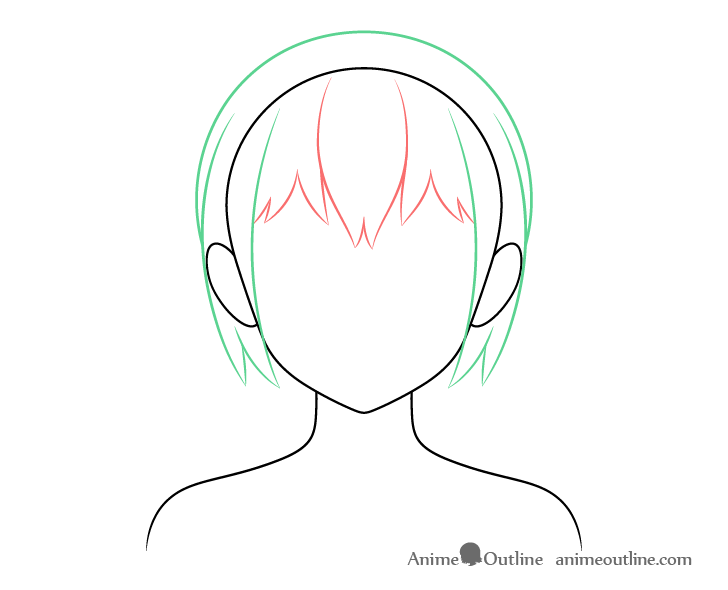 Anime hair buns sides hair drawing