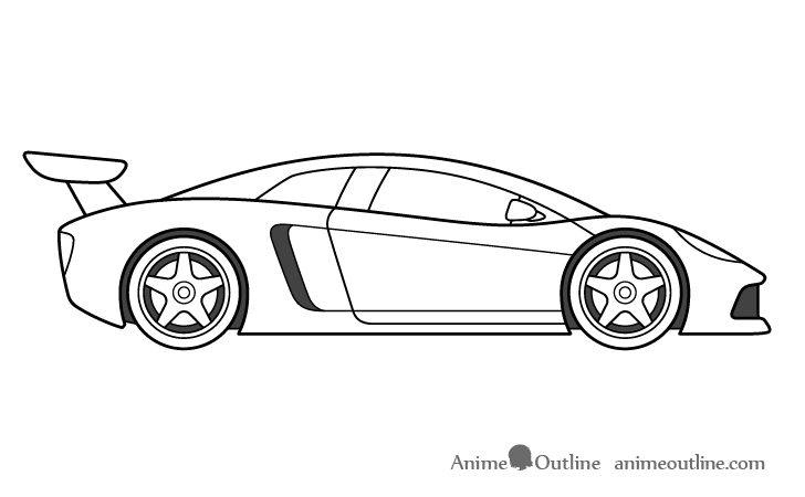 Sports car drawing shading