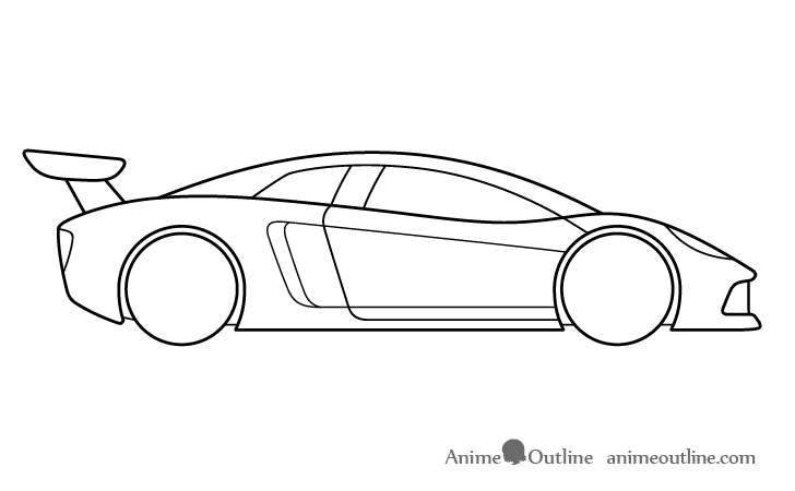 Sports car head and tail light drawing
